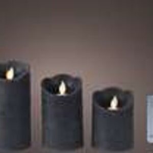 LED wavind kaars wax grijs/warm wit dia 7,5cm x h15cm